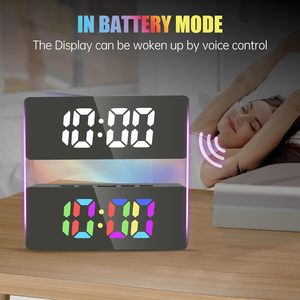 Factory Hot Table <b>Clock</b> Smart <b>Digital</b> Alarm <b>Clock</b> Decoration Gift LED Mirror <b>Clock</b> for Home Office - Product Image 4