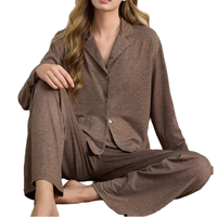 Ensemble de pyjama d'hiver pour femme OEM/ODM, couleur unie, cardigan, vêtements de nuit, deux pièces, taille élastique douce, ample, grande taille