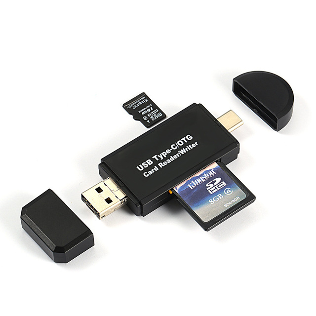 5 in 1 USB C Card Reader External Installation SD/USB 2.0/TF Smart Memory OTG Flash Drive Adapter with Type C