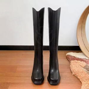 Botas de Moda Retro de Alta Calidad para Mujer, Talla Grande 43, Tacón Grueso, Botas Largas de Cuero con Cierre de Cremallera hasta la Rodilla para Damas - Product Image 6