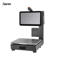Smart AI skala berat badan kasir elektronik Barcode Label Printer timbangan AI Label Pos semua dalam satu skala POS