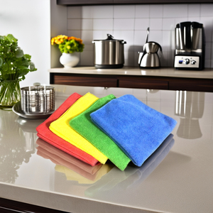 Çok amaçlı mikrofiber temizlik havlusu bez yüksek emici çözgü örgü kumaş mikrofiber havlu - Product Image 6