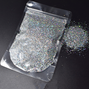 Sacs transparents de 2 oz en polyester à haute teneur en paillettes écrasées holographiques irrégulières pour l'artisanat des ongles en résine - Product Image 2