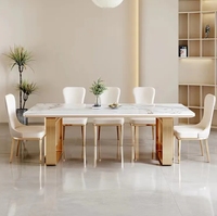 Table de salle à manger rectangulaire en marbre moderne et simple avec 4 chaises pour la maison, l'appartement, l'hôtel ou la villa améliore le petit salon