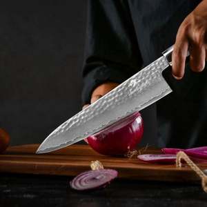 Couteau de chef japonais traditionnel éco-responsable, ambidextre, en acier Damas, lame de 8,5 pouces, manche en bois noir + Dalbergia, cuisine - Product Image 3