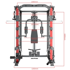 All-in-One Smith Machine Power Cage with Cable Crossover, Lat Pulldown, Squat Rack <strong>and</strong> <strong>Weight</strong> <strong>Bench</strong>, Home &amp; Commercial Gym Stren - Product Image 2