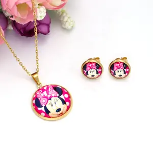 18k Gold Plated Loverly High Quality Wholesale BluoFairy Cartoon Picture Resin Jewelry Set