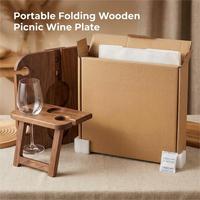 Table de pique-nique portable en bois massif laqué, plateau pliant d'extérieur, support de rangement pour collations, planche à fromage, cadeau de camping, respectueux de l'environnement