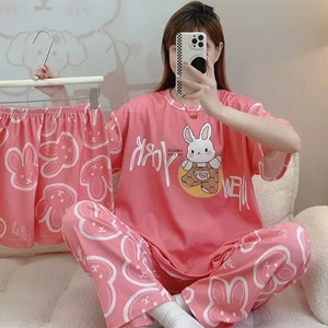 Oferta 2025: Conjunto <span class=keywords><strong>de</strong></span> Pijama <span class=keywords><strong>de</strong></span> 3 Piezas para <span class=keywords><strong>Mujer</strong></span>, Diseño Lindo, Manga Corta, Cuello Redondo, Estampado Digital, Talla Única, Ropa <span class=keywords><strong>de</strong></span> Dormir - Product Image 1