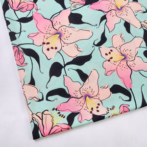 <span class=keywords><strong>Tissu</strong></span> Koshibo 100% polyester, très vendu, 120 GSM, extensible, imprimé numérique, rayé, floral, pour vêtements de filles, poids moyen - Product Image 1