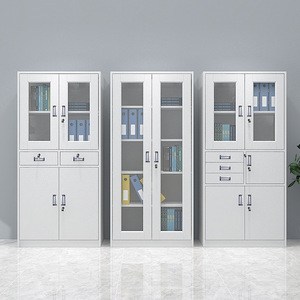 Archivador de Acero Xinlongfei de 2 Niveles con Cerradura, Mueble Metálico para Almacenamiento de Documentos de Oficina con Puertas de Vidrio - Product Image 2