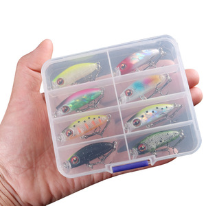8 pcs/box mini minnow popper topwater fishing lures set box kit combo artificial hard bait lure bass fishing lure