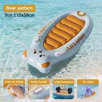 Planche de surf gonflable pour enfants Mart Cartoon Bear, radeau flottant pour enfants avec poignées pour la plage, la piscine et les jeux aquatiques