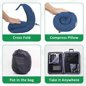 Oreiller de voyage confortable en mousse à mémoire de forme, soutien cervical ergonomique, avec sac de rangement, masque pour les yeux et bouchons d'oreilles - Product Image 2