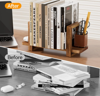 Étagère de bureau réglable, petite étagère de bureau en bois pour ranger livres, documents et objets décoratifs