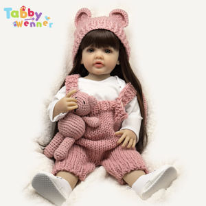 Poupée <span class=keywords><strong>Reborn</strong></span> de <span class=keywords><strong>Boutique</strong></span> de Mode, Poupée Bébé Simulé de 60cm en Silicone avec Cheveux Longs - Product Image 1