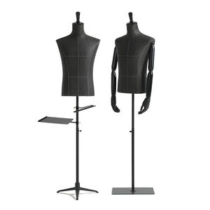 衣料品店スーツ男性マネキントルソー木製アームメタルベース半身男マネキンとホイール - Product Image 4