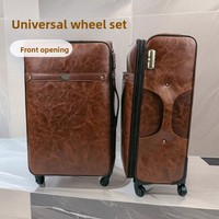 Valises de voyage haut de gamme étanches de style rétro à ouverture latérale avec roulettes pivotantes et logo personnalisé