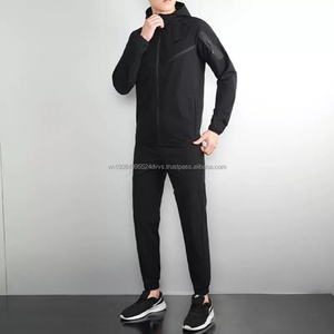 Survêtements de sport pour hommes avec logo personnalisé, veste et pantalon en nylon léger tissé, fermeture éclair, capuche - Product Image 2