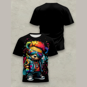 T-shirt pour homme en polyester à col rond décontracté d'été avec impression 3D de motifs de dessins animés personnalisés - Product Image 4