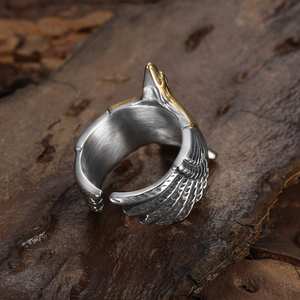 Fashionable and Personalized Punk Style Animal Stainless Steel Dome <b>Men</b> Jewelry Eagle <b>Ring</b> <b>Titanium</b> Steel <b>Men's</b> Finger <b>Ring</b> - Product Image 4
