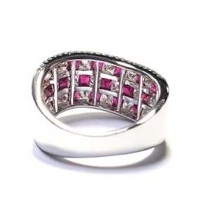 HK แหวนทับทิมประดับเพชรเม็ดใหญ่สำหรับผู้หญิง18K สีขาวทองธรรมชาติ - Product Image 3