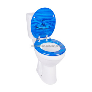 Siège de toilette personnalisé en MDF à fermeture douce avec charnières en alliage de zinc, design marbre, plaque de recouvrement en bois, forme <span class=keywords><strong>O</strong></span>, pour salle de bain - Product Image 2
