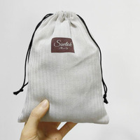 Sac à poussière en toile de coton de luxe, sac en mousseline bio avec logo personnalisé imprimé, pochette cadeau à cordon