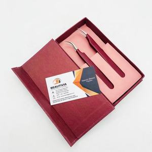 Pince à épiler d'extension de cils d'isolement incurvée en acier inoxydable de marque privée à pointe pointue professionnelle nouvelle boîte de conception durable - Product Image 1