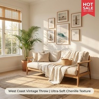 Moderne, minimalistische Sofaüberwurf-Decke aus Chenille im Wabi-Sabi-Stil mit Fransen für Ihr Wohnzimmer