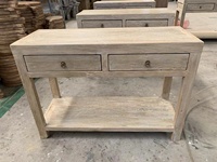 Table de console murale en bois d'orme massif, tiroirs naturels rustiques, vintage, nouvelle collection