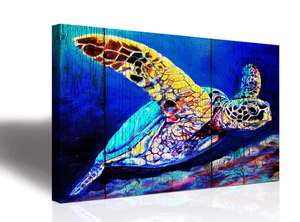 Tortue <span class=keywords><strong>de</strong></span> <span class=keywords><strong>mer</strong></span>, décor mural <span class=keywords><strong>de</strong></span> <span class=keywords><strong>salle</strong></span> <span class=keywords><strong>de</strong></span> bains, imprimés sur toile, aquarelle <span class=keywords><strong>de</strong></span> vie, peinture à thème <span class=keywords><strong>de</strong></span> plage, 1 panneaux encadrés pour chambre à coucher - Product Image 2