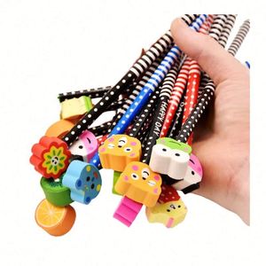 Ensemble de papeterie coloré pour la maternelle et l'école primaire, crayon en bois HB écologique à motif de dessin animé et gomme mignonne - Product Image 1