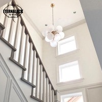 Lustre suspendu LED en verre artistique fait main, design moderne et personnalisé, installation pour maison, villa, escalier, salon, salle à manger