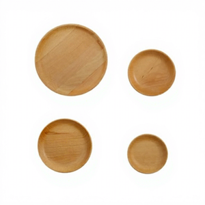 Assiette ronde en bois faite à la main, assiette de service en bois rustique naturel pour table à manger, cuisine, restaurant et décoration intérieure - Product Image 1