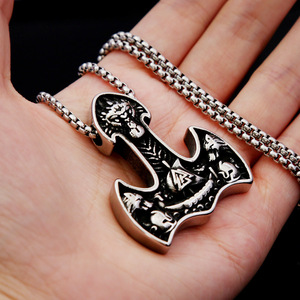 Collar con Colgante de Ancla de Acero Inoxidable con Diseño Vikingo para Hombre, Joyería de Regalo, Cadena de 60 cm, Acabado Metálico, Accesorio de Moda - Product Image 4