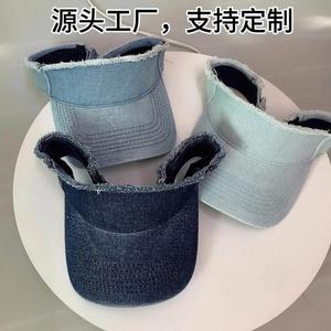 Fashion Trendy Girl Lady Frayed Edge Denim <b>Sun</b> <b>Hat</b> Visor Cap Custom Logo Cotton Jean Women <b>Men</b> Summer Sports Cap - Product Image 6
