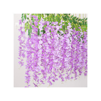 Fleurs artificielles de glycine blanches de haute qualité avec feuilles vertes, magnifiques fleurs suspendues pour la décoration de mariage, de Thanksgiving et de Noël