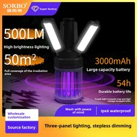 Lampe LED d'extérieur rechargeable en ABS, anti-moustiques, étanche, portable pour camping, avec crochet, pliable, lampe tue-moustiques