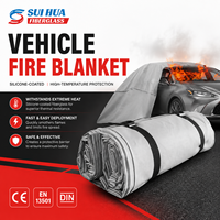 Couverture anti-feu pour véhicule en fibre de verre enduite de silicone pour l'isolation et la gestion d'urgence des incendies de batteries de véhicules électriques à haute température