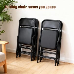 Portable Metal Folding Chair with <b>Backrest</b> and Padded Seat Collapsible Square Garden Outdoor Furniture - Product Image 6