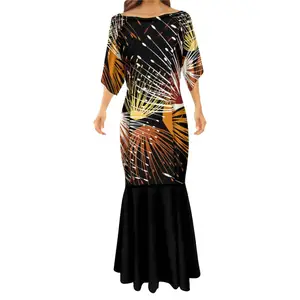 2022 חדש קיץ נשים ערב שמלות פרח הדפסת Fishtail שמלת מסיבה מותאמת אישית שמלה באיכות גבוהה חלב משי בד זרוק משלוח