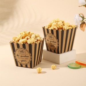 Striped Popcorn Small Portions Kraft Paper Folders Disposable <b>Square</b> Chicken Nuggets Fries Eco-Friendly Recycled Materials - Product Image 3