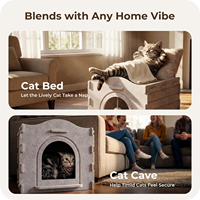 Lit pour chat portable en feutre non tissé carré robuste, grotte fermée pour animaux de compagnie, résistant aux griffures, dôme pour chaton, coussin chaud, pour chats jusqu'à 10 kg, rembourrage en coton