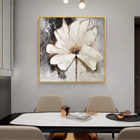 Peinture murale 100 % peinte à la main, motif floral abstrait, vagues océaniques, texture épaisse au couteau, peinture à l'huile sur toile, vente en gros