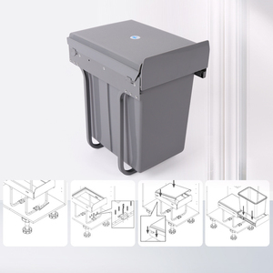 Poubelle de cuisine encastrée avec armoire. Poubelle simple dissimulée 20L avec couvercle coulissant extensible - Product Image 5