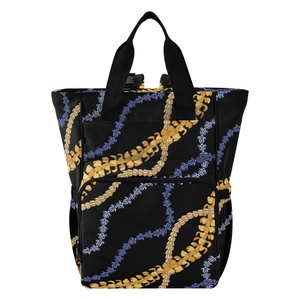 Fashion <b>Black</b> Puakenikeni Lei Flower Waterproof Mommy Travel Bag Custom Design Hawaii Baby Diaper <b>Backpack</b> - Product Image 1