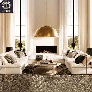 most comfortable beige u shape sectional sofa living room furniture couch clouds luxury Italian fabric modern u shape sofa