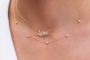 Collar de Plata de Ley 925 con Baño de Oro y Diamante Moissanita de Corte Brillante Redondo, Joyería para Regalo de Boda o Compromiso - Product Image 4