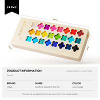 Collection de vernis gel JTING Crystal Rainbow Glaze Pat Patting, sans HEMA ni TPO, 24 couleurs, palette Jelly Pat pour nail art.